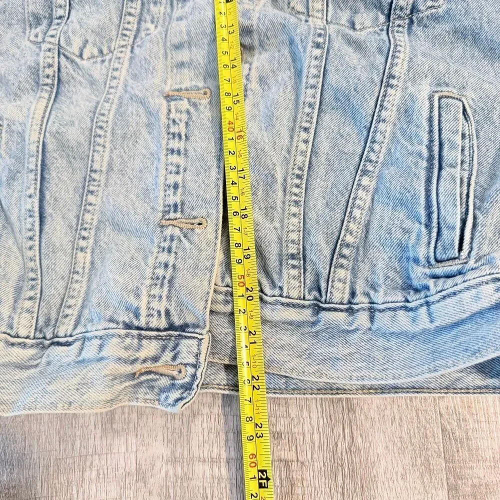 Gap Cropped Acid Wash Denim Jean Jacket Blue Coat Distressed L